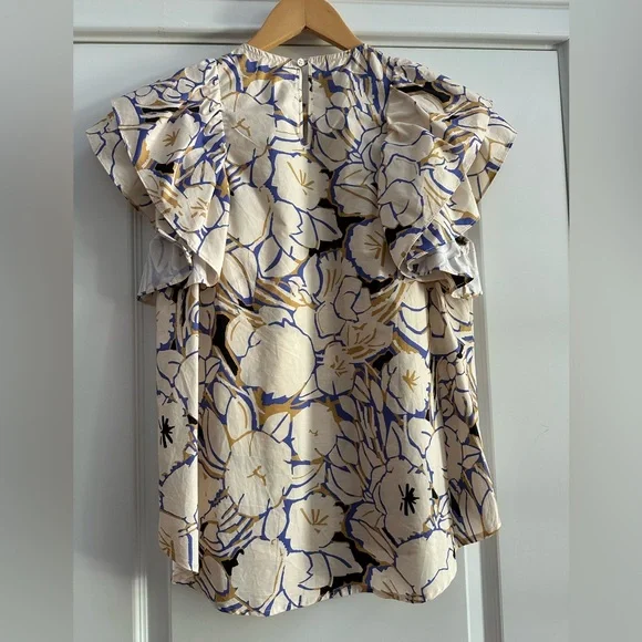 Psophia double sleeve ruffle top in ivory - Picture 10 of 14